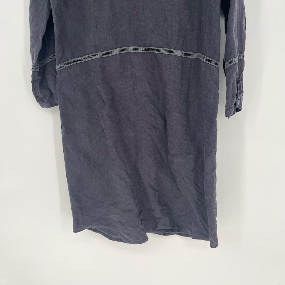 Hartford Linen Button Front Dress Gray Women Size 1 US 4 Small Casual Minimalist - Picture 5 of 10